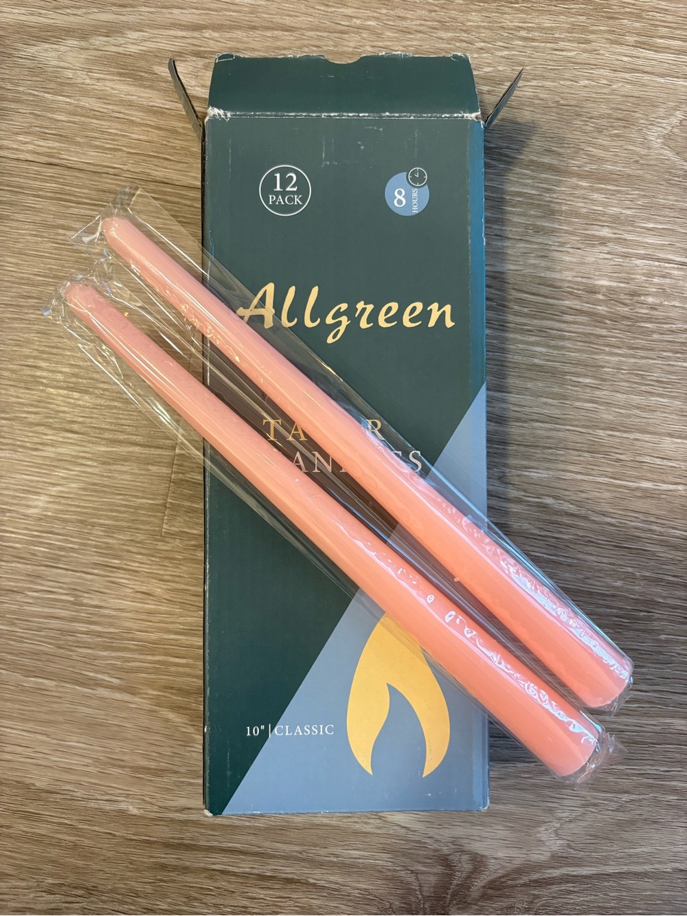 Allgreen Peach Taper Candle Pair